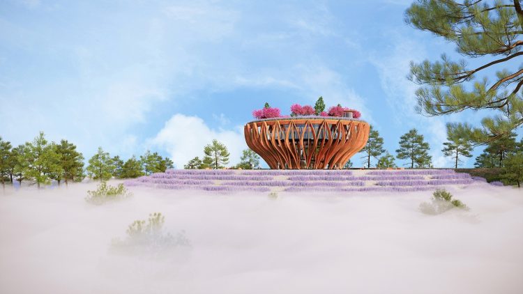 Tháp hoa nở từ mây Đà Lạt