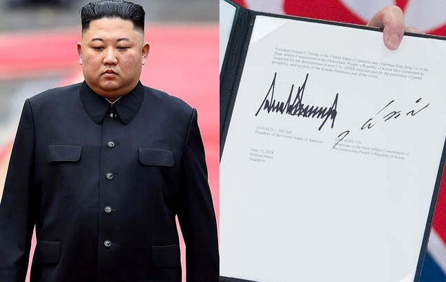 Chữ ký của nhà lãnh đạo Triều Tiên Kim Jong-un