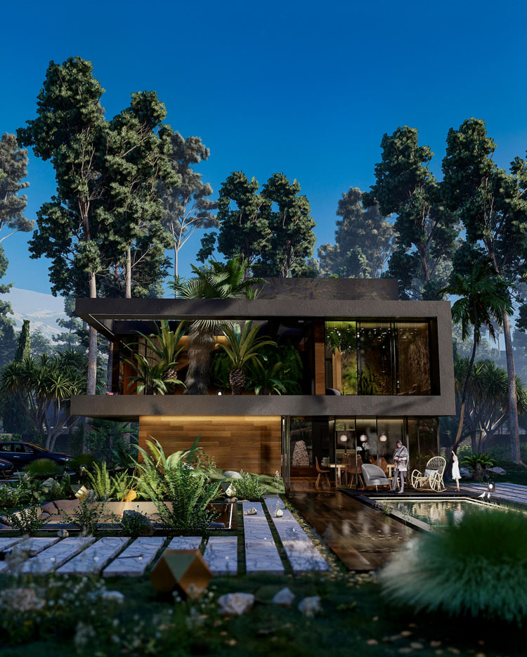 Hugging House: Nhà sinh thái hiện đại với khu vườn trên mái
