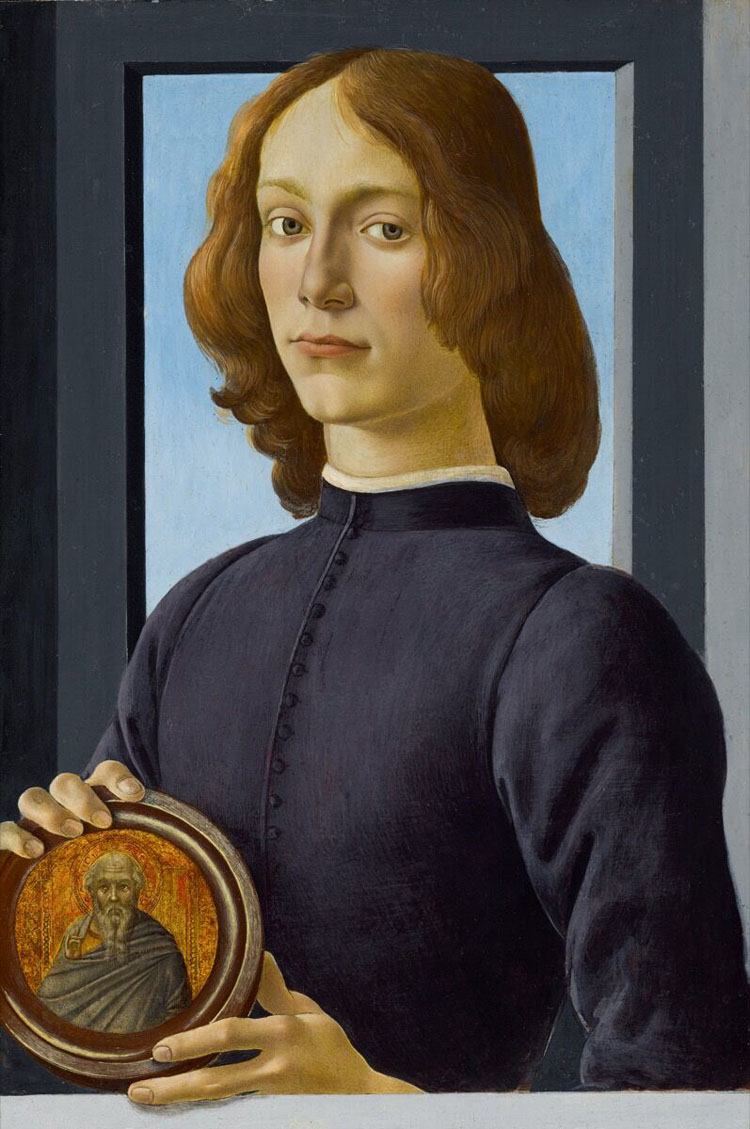 Sandro Botticelli, Portrait of a young man holding a roundel (1470–80)