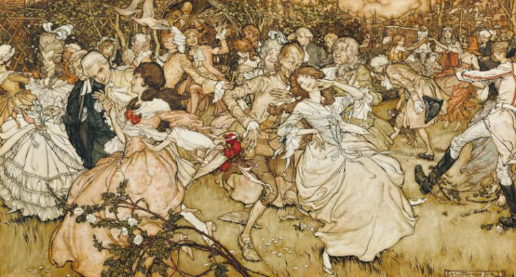 The Dance in Cupid's Alley 1904 by Arthur Rackham 1867-1939