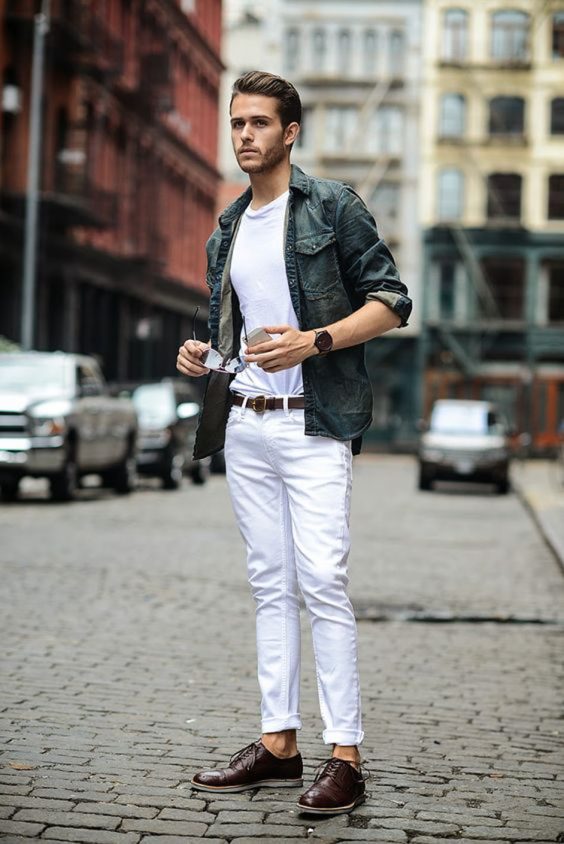 Phối đồ với quần jeans trắng