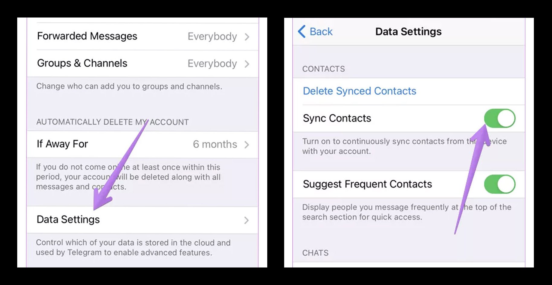 Cách ngăn Telegram tự động tạo cuộc trò chuyện với người mới trên iPhone (iOS) - Menback