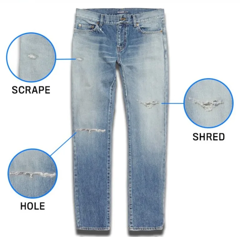 tên gọi các vết rách của quần jeans
